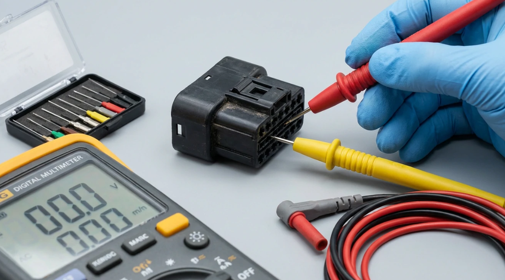 Automotive Connector Pin Testing with a Multimeter